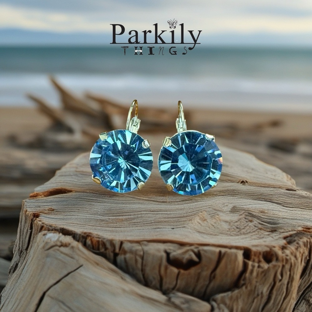 Handcrafted earrings with vintage light sapphire Swarovski crystal